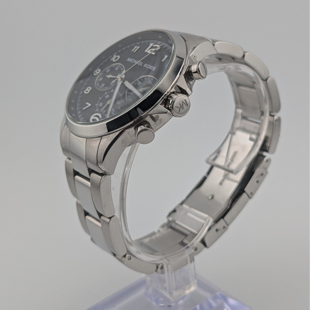 Michael Kors MK8113 Chronograph Watch Black Dial Stainless Steel 45mm 10ATM Date - Picture 5 of 12